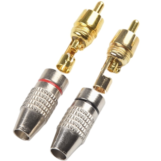 High Quality Adapter Connectors Set 20Pcs 42 * 11Mm Gold Plated Pro Rca Male Plug Repair Replacement Soldering Black+Red Mingyqi