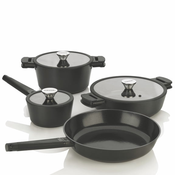 Zavor Noir 7pc Cookware Set, Premium Cast Aluminum, Ceramic Ti Based Nonstick
