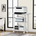 thumbnail image 4 of 3-Tier Printer Stand, Industrial Mobile Printer Table with Storage Shelf and Steel Frame, Rolling Printer Cart Holder with Lockable Wheels for Home, Office (White), 4 of 15
