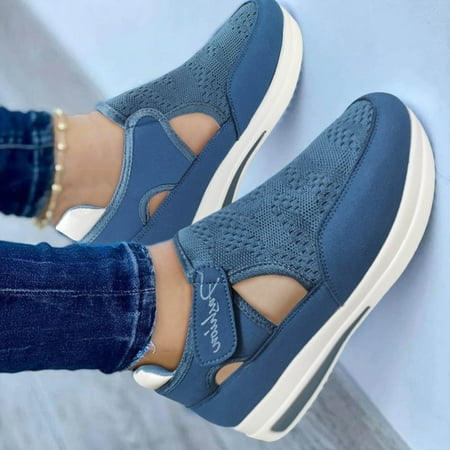 

HIBRO Flat Heel Mesh Breathable Hook Loop Comfortable Large Size Casual Shoes