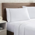 thumbnail image 2 of Aston & Arden Sateen 4-Piece Sheet Set (Queen Bed Size), Luxury 600 Thread Count, Silky Sateen Cotton, Pristine White with Fine Baratta Embroidered 3-Stripe Hem, Stone Grey, 2 of 7