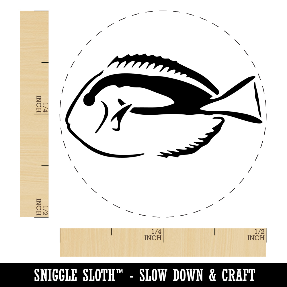 Pacific Regal Blue Tang Fish Self-Inking Rubber Stamp Ink Stamper - Fuchsia Ink - Mini 1/2 Inch