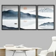 thumbnail image 2 of IDEA4WALL Framed Canvas Print Wall Art Set Pastel Mountain Range Boat Ocean Nature Wilderness Modern Art Decorative Landscape Rustic for Living Room, Bedroom, Office - 16"x24"x3 Black, 2 of 5