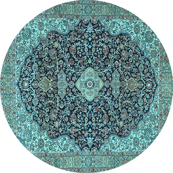 Ahgly Company Indoor Round Persian Light Blue Traditional Area Rugs, 8' Round