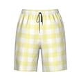 thumbnail image 7 of Disketp Men's Swim Trunks Hawaiian Breathable Surf Beach Swimsuits Mesh Lining Beach Shorts with Pockets-Lemon Yellow Checkboard, 7 of 7