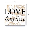 thumbnail image 3 of Love Lives Here Metallic Rose 4 x 4 Absorbent Ceramic Square Coasters Pack of 4, 3 of 5