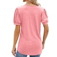 thumbnail image 5 of ZXSXSY Women's Buttons V Neck Puff Short Sleeve Tunic Top, 5 of 7