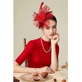 thumbnail image 4 of Visland Fascinators Hat Flower Mesh Ribbons Feathers on a Headband and a Clip Tea Party Headwear for Girls and Women, 4 of 5