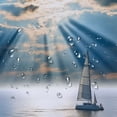 thumbnail image 5 of Orinice  Nautical Shower Curtain, Sailing Yacht in The Morning Time on Tranquil Seascape Cloudy Sky Peaceful Marine Image, Cloth Fabric Bathroom Decor Set with Hooks,  69x72, 5 of 7