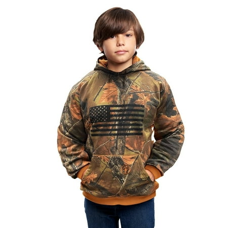 TrailCrest by Treel Boys Hoodie Sweatshirt- Comfortable Stylish Camo Jacket for Outdoor Activities Hunting and Casual Wear Medium