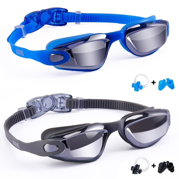 Gafas de natación Aegend para niños, antivaho, antirayos UV, para piscinas de 3 a 14 años, paquete de 2