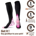 thumbnail image 2 of Calcetines de compresión para mujeres y hombres (2 pares), medias de compresión para correr, volar, hacer deporte, viajar (rosa L/XL), 2 of 3