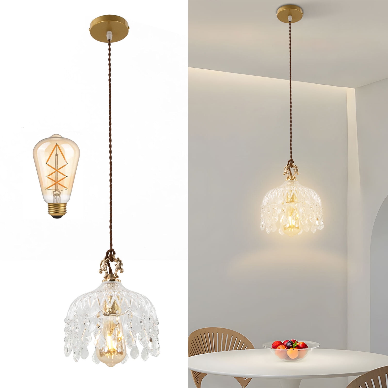 Gold Pendant Light Hanging Ceiling Light Fixture Kitchen Island Lamp Chandelier