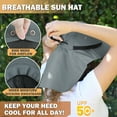 thumbnail image 3 of Tirrinia UV Protection Hat Unisex Wide Brim Large Bill Neck Flap Mesh Nets with Adjustable Drawstring Grey, 3 of 6
