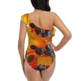 thumbnail image 5 of Salouo Refreshing Fruit Infused Drinks Pattern One Shoulder Ruffled One Piece Swimsuit for Women V Neck Swimwear Tummy Control Bathing Suit-Medium, 5 of 6