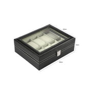 Black PU Leather 10 Slots Wrist Watch Display Box Storage Organizer Case Holder For Men