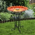 thumbnail image 5 of Teamson Home 17.8" Dahlia-Shaped Fusion Glass Birdbath with Solar-Powered Light, 5 of 9
