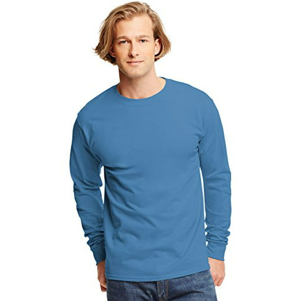Hanes - Mens Tagless Cotton Crew Neck Long-Sleeve Tshirt - Walmart.com ...