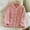 Pink, variant on Fleece Pajama Top for Women Fuzzy Bed Jacket Button Down Long Sleeve with Pocket Solid Colid Soft Loungewewar Warm Comfy Sleepwear Loose Sleeping Jacket Fashion Stylish Nightwear