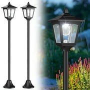 2 Pack Solar Lamp Post Lights 40 Inch, IP65 Waterproof Outdoor LED Pole Lights 6000K Cool White, Glass Decorative Lighting for Garden, Patio, Pathway, Backyard