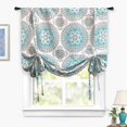 thumbnail image 5 of DriftAway Bella Tie Up Curtain, Medallion/Floral Pattern Room Darkening/Thermal Insulated Blackout Window Curtain, Adjustable Balloon Curtain Shade For Small Window, Rod Pocket,Single,45" x 63"(Aqua/Gray), 5 of 5