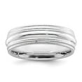 thumbnail image 3 of 925 Sterling Silver Rhodium-plated 6mm Comfort Fit Double Milgrain Band Ring Size 7, 3 of 5