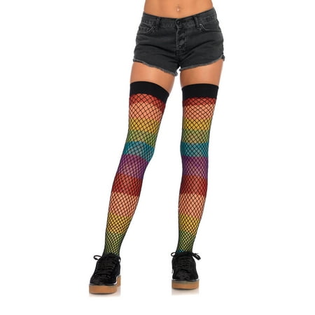 

Women s Rainbow Net Thigh Highs Multi One Size