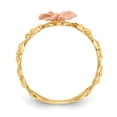 thumbnail image 2 of 14K Two-Tone Gold Ring Band Themed Yellow & Rose Diamond-cut Plumeria Flower, Size 7, 2 of 5