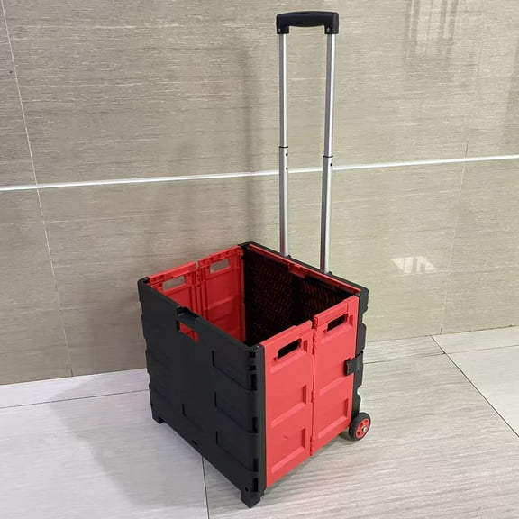 TAKEAUFLY Carts,Collapsible Wagon Cart, 150L Heavy Duty Foldable Beach Wagon with Wider Wheels & Auto-Rebound Handle, Utility Grocery Shopping Cart for Garden, Shopping, Camping, Sports