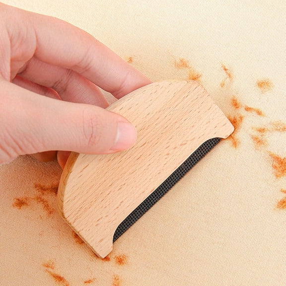 Easter Beech Wood Lint Remover Brush Cashmere Sweater Pilling Removal Tool Clothes Hairball Shaver Wooden Handle Fabric Defuzzer for Coats Sweaters Year of the Horse Laundry, 1.7*3in, Khaki