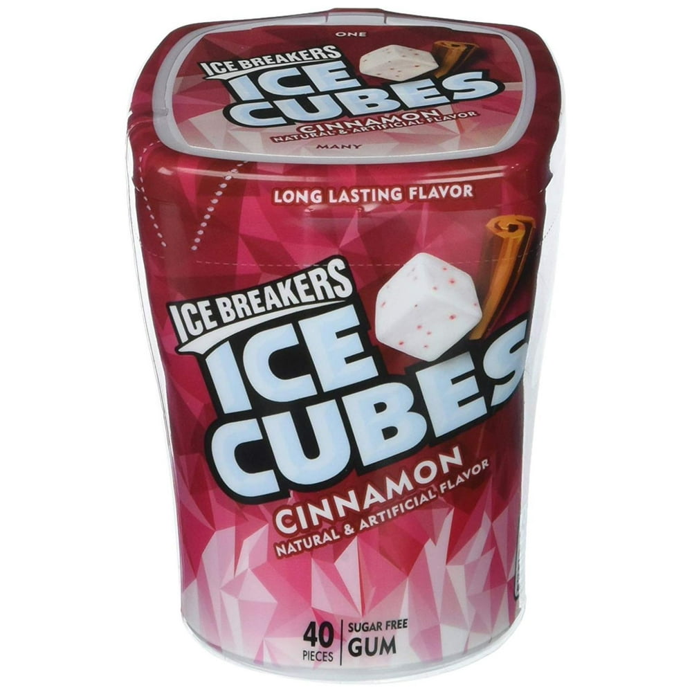 Ice Cubes Sugar Free Gum, Cinnamon 40 count Pack of 4, Ice Breakers Ice ...