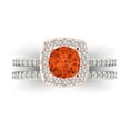 thumbnail image 2 of Clara Pucci 18K White/Rose Gold 1.495 Simulated Red Diamond Engraveable Engagement Ring + Wedding Band Set, 2 of 7