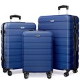 thumbnail image 1 of Ensemble de Bagages 3 Pcs, Valises Rigides Légères en PC ABS avec Serrure TSA, Bagage de Cabine à Roulettes, Bleu Foncé, 1 of 8