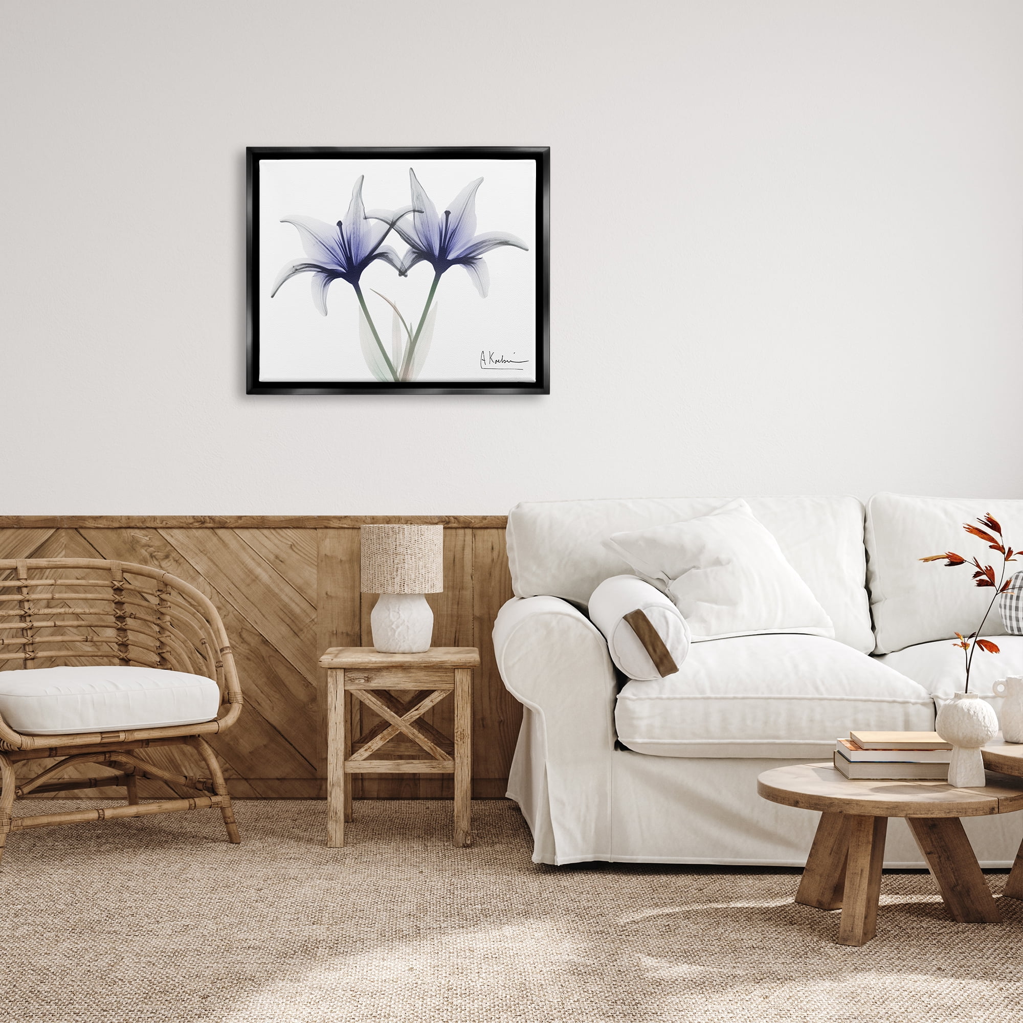 Stupell Industries X-Ray Lily Flowers Botanical & Floral Photography Black Floater Framed Art Print Wall Art, 31 x 25