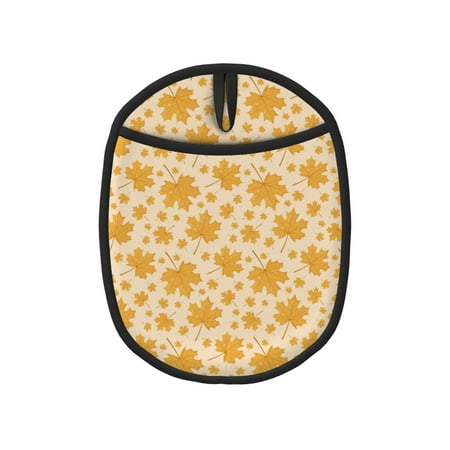 

Pofeuu Autumn Fall Yellow Leaves Print Silicone Pot Mat Mitten With Hanging Loop Heat Resistant Oven Mitts Non-Slip Bbq Baking Smoking Potholders
