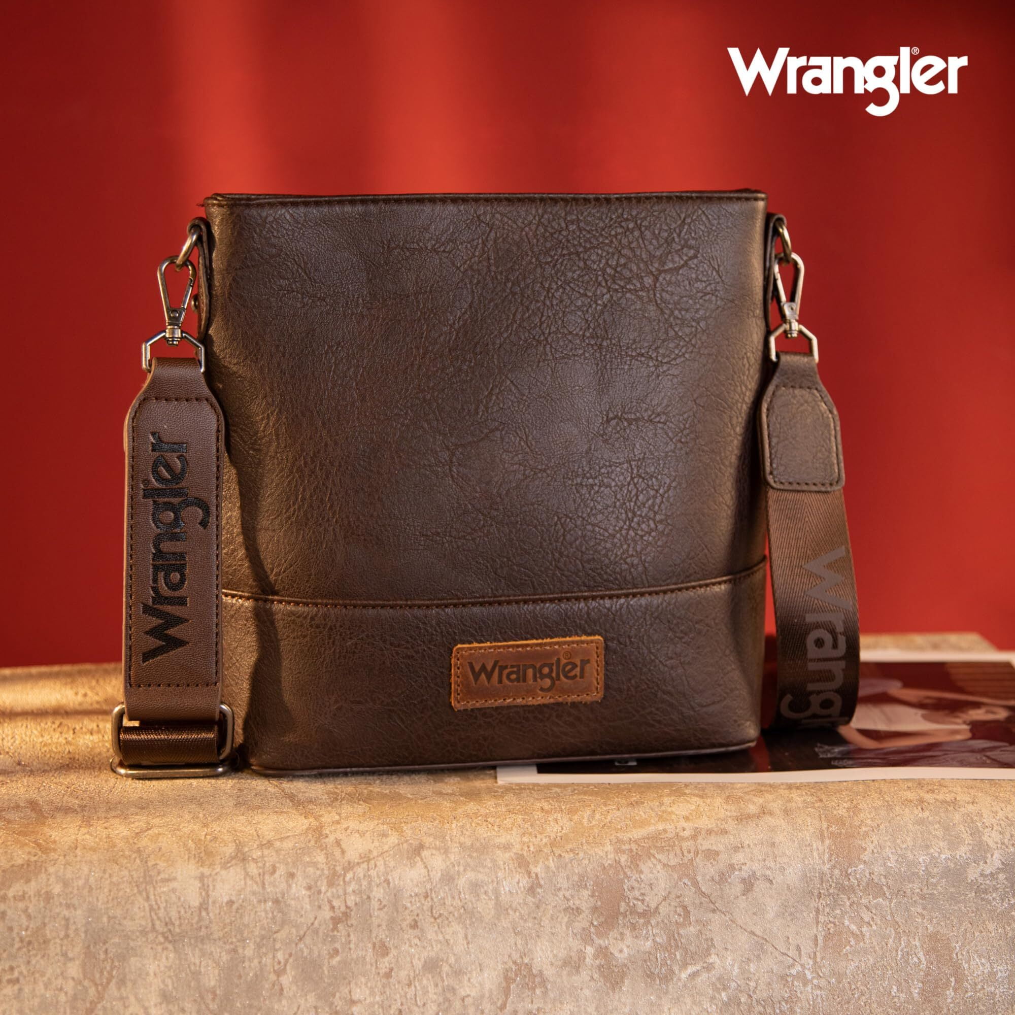 Wrangler Crossbody Purses for Women Two Tone Crossbody Bags Women Purses and Handbags, Coffee