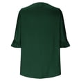 thumbnail image 4 of SROBPTY Womens Fall Tops, 3/4 Sleeve Shirts for Women, Women's Casual Ruffled 3/4 Sleeve V Neck Shirt Top Green XXL, 4 of 5