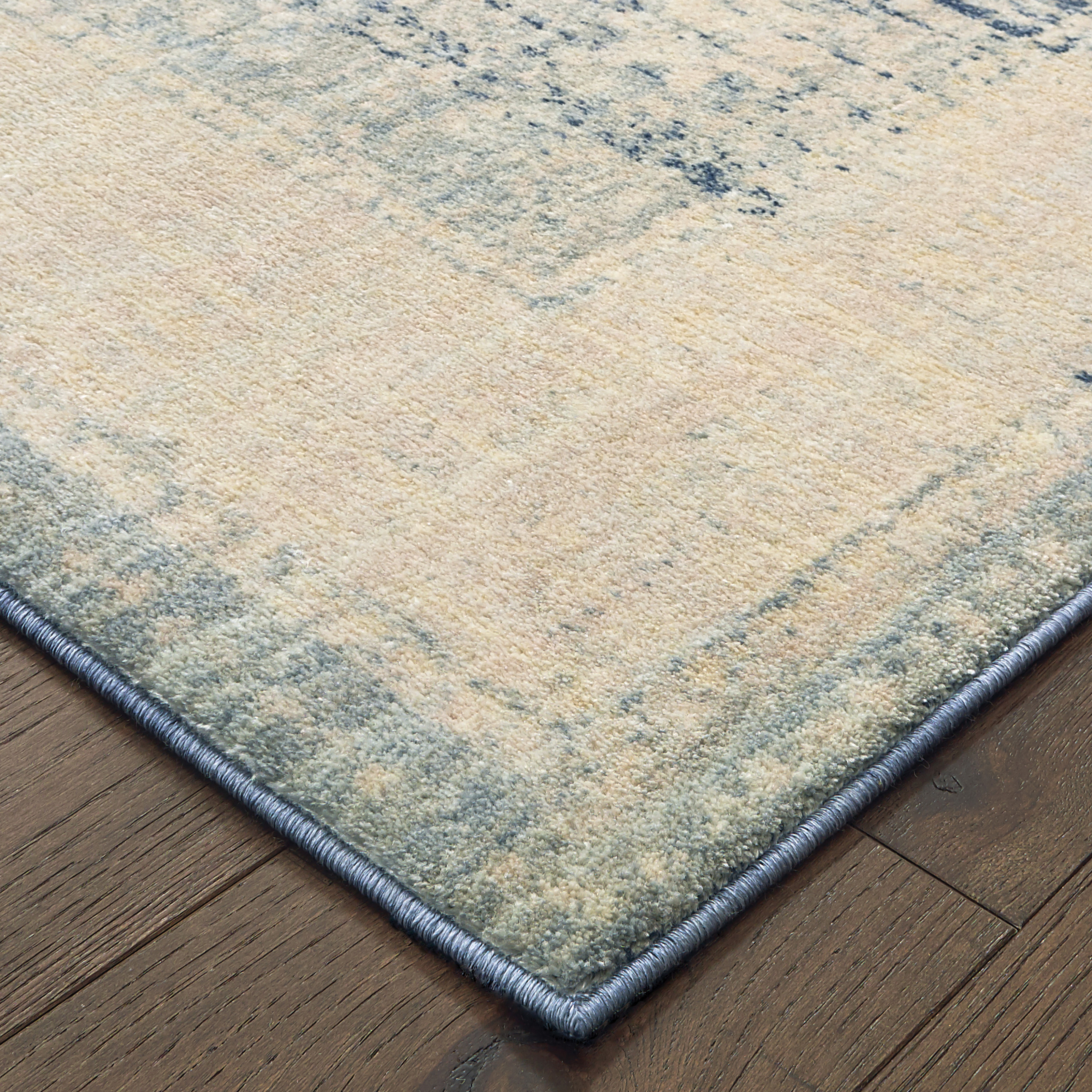Avalon Home Penelope Blue Distressed Border Traditional Area Rug or Runner, Multiple Sizes