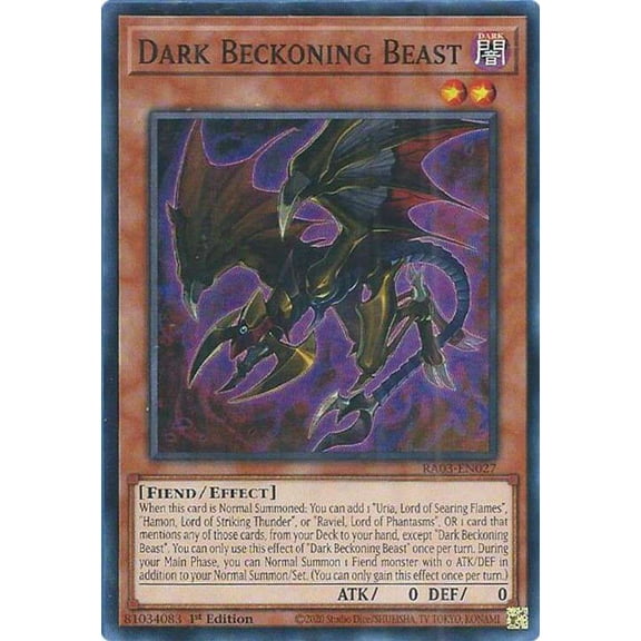 YuGiOh Quarter Century Bonanza Super Rare Dark Beckoning Beast RA03-EN027