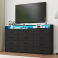 thumbnail image 2 of 12 Drawer Dresser for Bedroom, 63" Large Long Wood dresser with Power Outlet, LED Light and Deep Big Drawers, Modern Minimalist Oak Dresser Wide Chest of Drawers for Bedroom, Living Room, 2 of 8