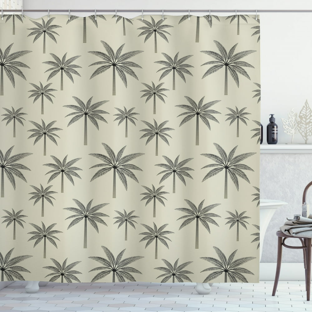 Palm Tree Shower Curtain, Vintage Style Plantation Items Long Tropical