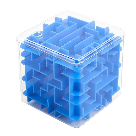 Transparent 3D Moving Bead Maze Toy 720-Degree Rotating Track Intellectual Puzzle Decompression, Blue