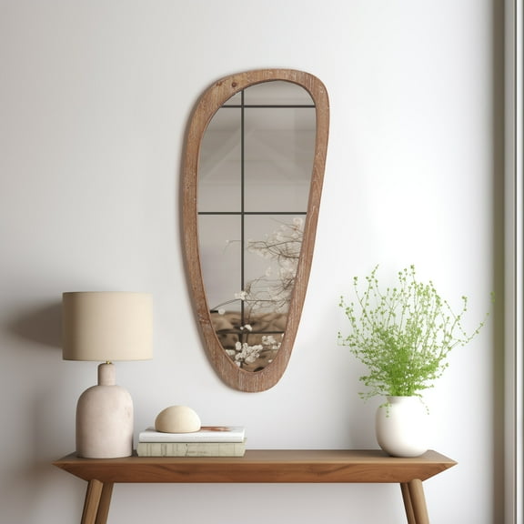 Sagebrook Home Wood, 15x36 Egg Shaped Mirror, Brown