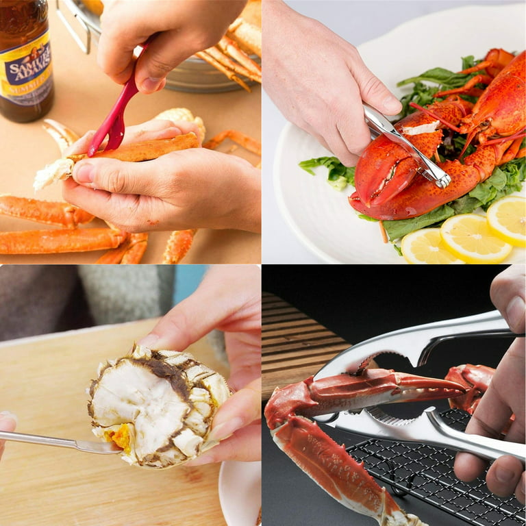 12-piece Seafood Tools Set includes 2 Crab Crackers, 4 Lobster Shellers, 6  Crab Leg Forks/Picks - Nut Cracker Stainless Steel Seafood Utensils  Crackers & Forks Cracker Set 