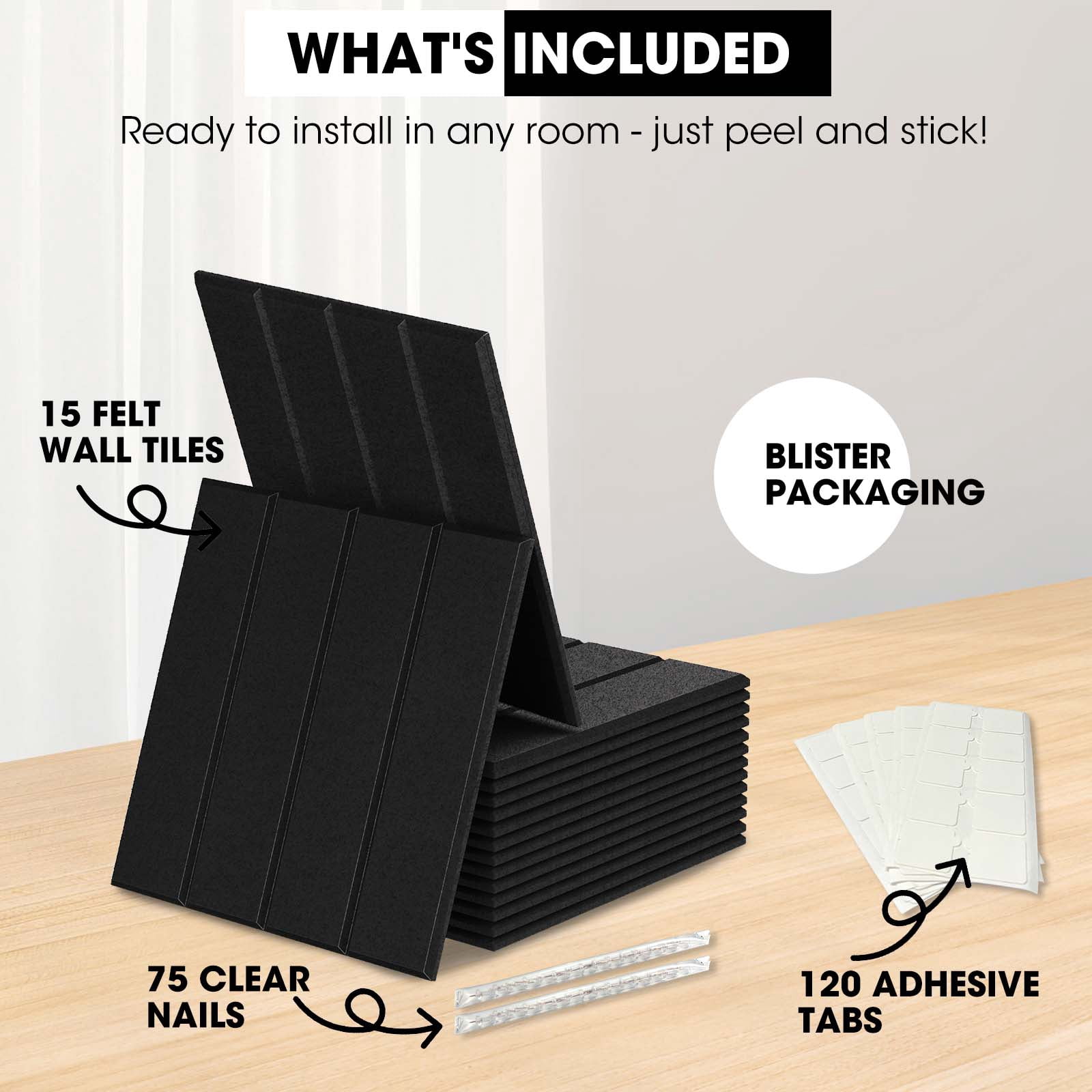 MYMULIKE  15 Pack Large Cork Board for Wall 59" x 36",Felt Bulletin Board with 75 Push Pins,Thick Cork Board for Office Kitchen Classroom, -Black