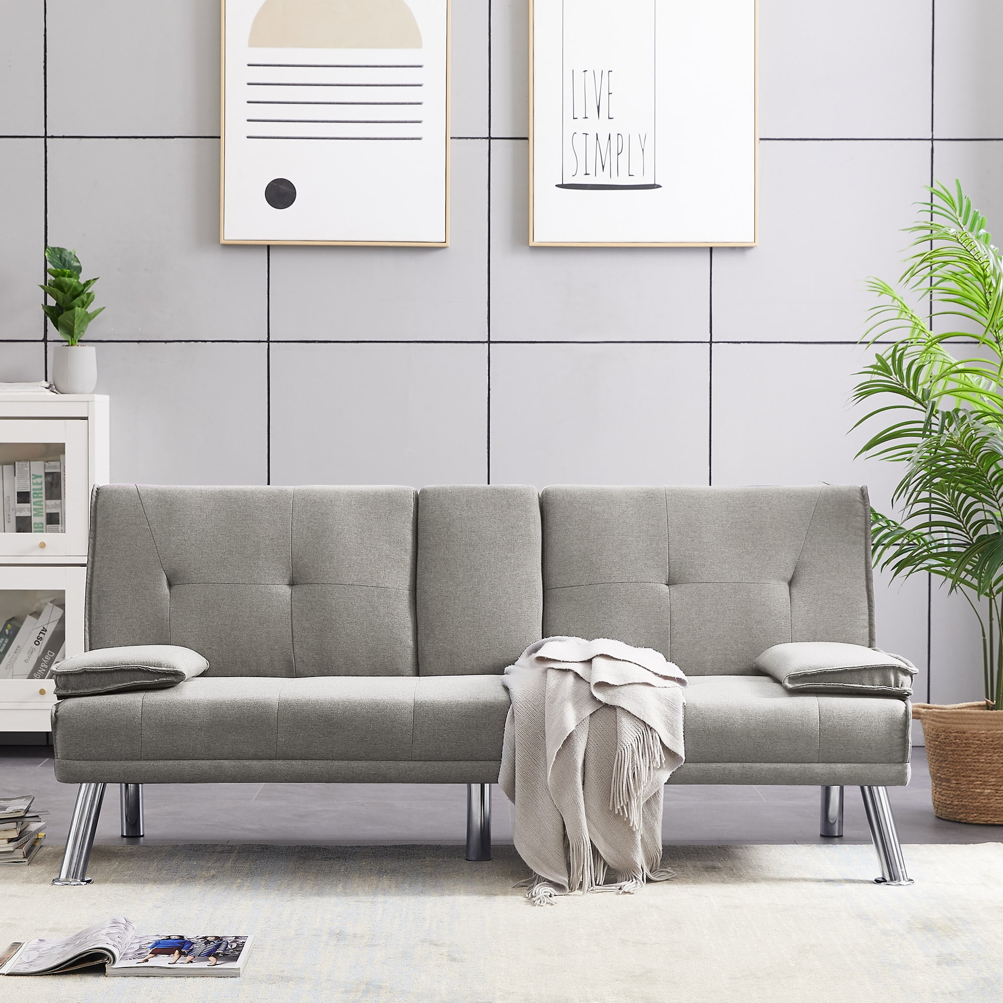 Recliner Futon Sofa Bed Microfiber Storage Sleeper Dorm  Living Room Couch NEW 