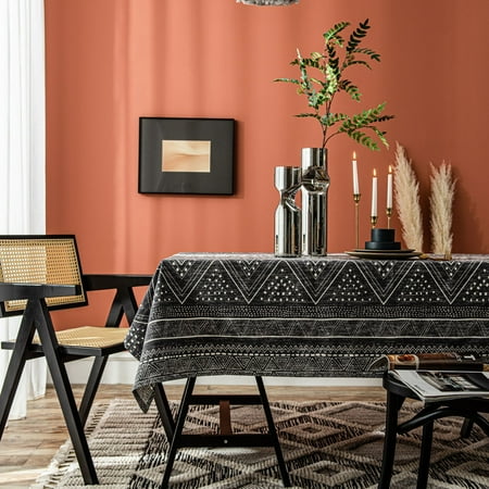 

Namzi cotton linen printed retro tablecloth restaurant fabric dining table cloth tablecloth desktop decoration (black 300 * 140cm)