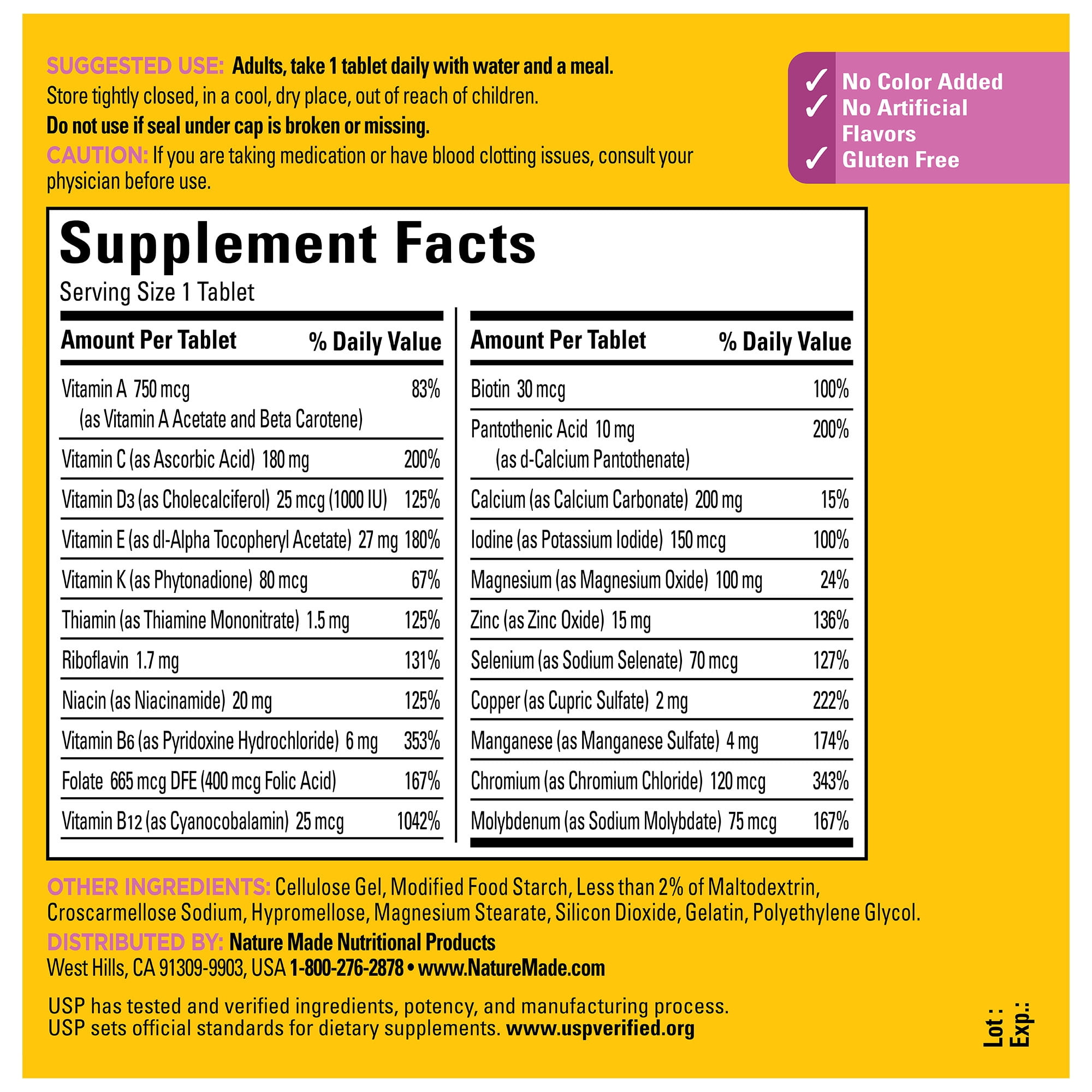 (2 pack) Nature Made Multi Vitamin For Women 50+ with No Iron Tablets, Women's Multivitamin, 250 Ct