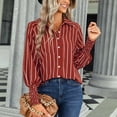 thumbnail image 3 of Camisa de mujer Camisa de manga larga suelta casual de moda de poliéster a rayas para principios de otoño, 3 of 6