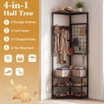 thumbnail image 6 of Costway Corner Hall Tree, Freestanding Coat Rack with Storage Shelves & Removable Hooks Rustic Brown + Black, 6 of 10